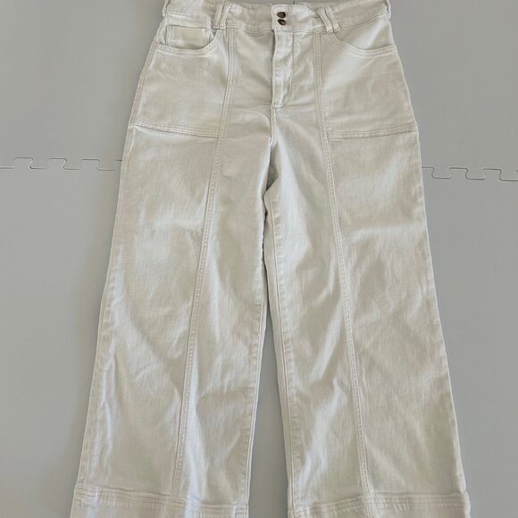 Anthropologie Denim - Anthropologie Pilcro Wide Leg Pants Women's White Denim Patch Panel High Rise 32